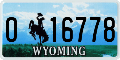 WY license plate 016778