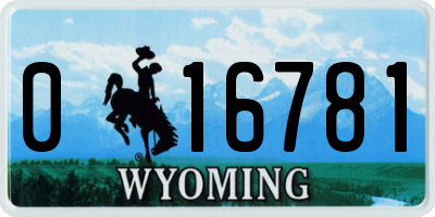 WY license plate 016781
