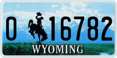 WY license plate 016782