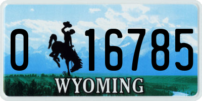 WY license plate 016785