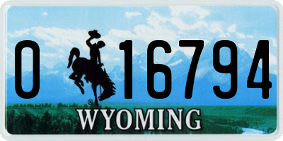 WY license plate 016794