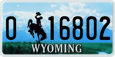 WY license plate 016802