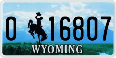 WY license plate 016807