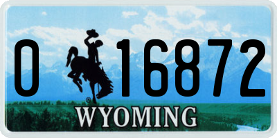 WY license plate 016872