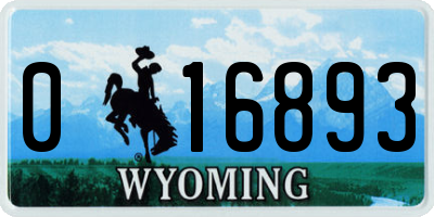WY license plate 016893