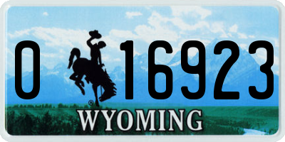 WY license plate 016923