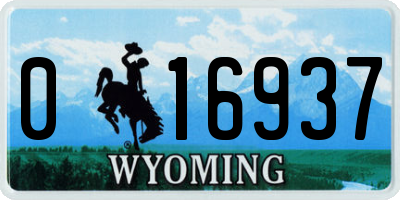 WY license plate 016937