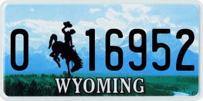 WY license plate 016952