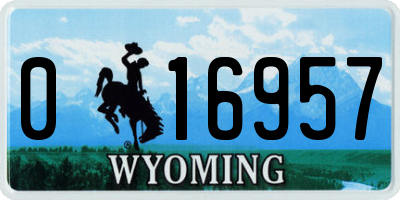WY license plate 016957