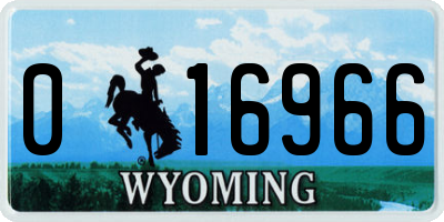 WY license plate 016966