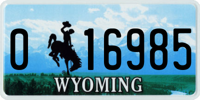 WY license plate 016985