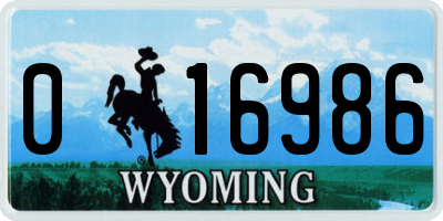 WY license plate 016986