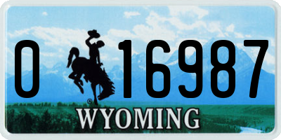 WY license plate 016987