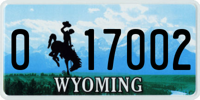 WY license plate 017002