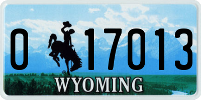 WY license plate 017013