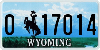 WY license plate 017014