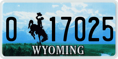 WY license plate 017025
