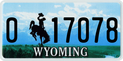 WY license plate 017078