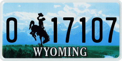 WY license plate 017107