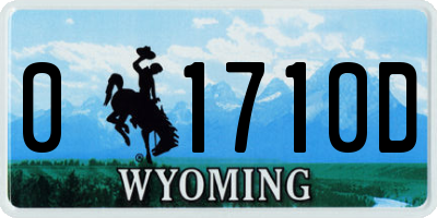 WY license plate 01710D
