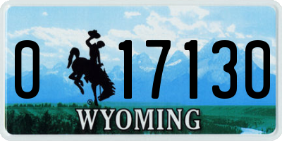 WY license plate 017130