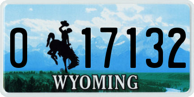 WY license plate 017132