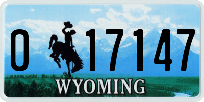 WY license plate 017147