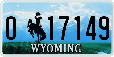 WY license plate 017149