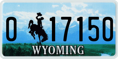 WY license plate 017150