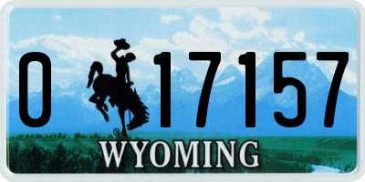 WY license plate 017157