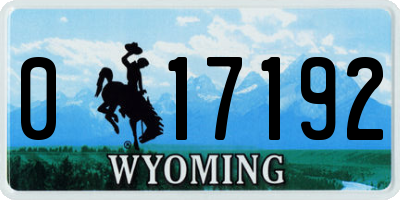 WY license plate 017192