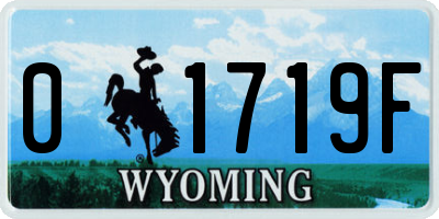 WY license plate 01719F