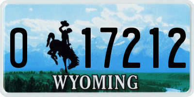 WY license plate 017212
