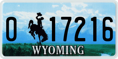 WY license plate 017216