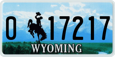 WY license plate 017217