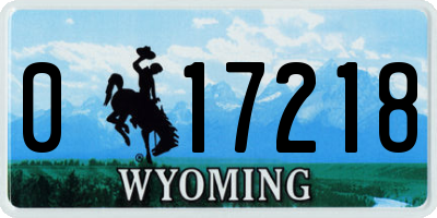 WY license plate 017218