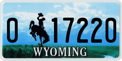 WY license plate 017220