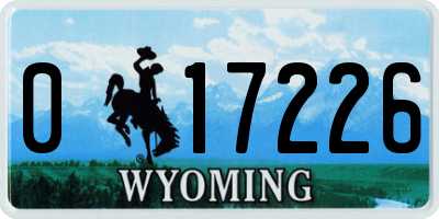 WY license plate 017226