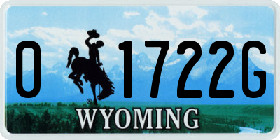 WY license plate 01722G