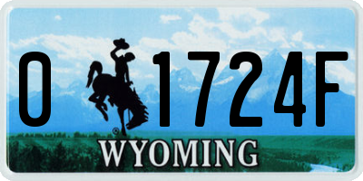 WY license plate 01724F