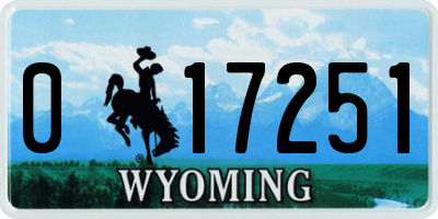 WY license plate 017251