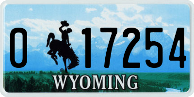 WY license plate 017254