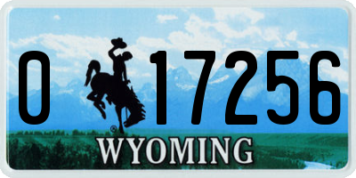 WY license plate 017256