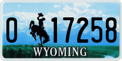 WY license plate 017258