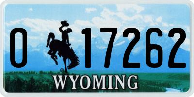 WY license plate 017262