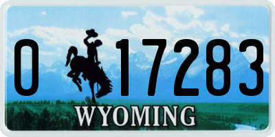 WY license plate 017283