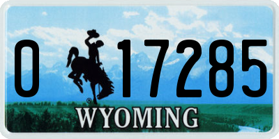 WY license plate 017285