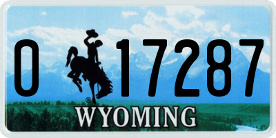 WY license plate 017287