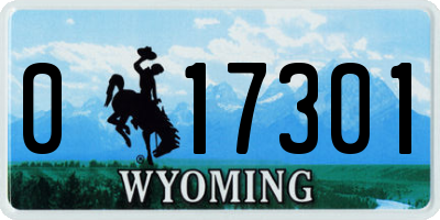 WY license plate 017301