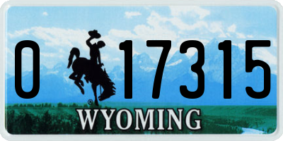 WY license plate 017315